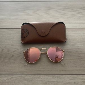 Mirror pink round ray-ban